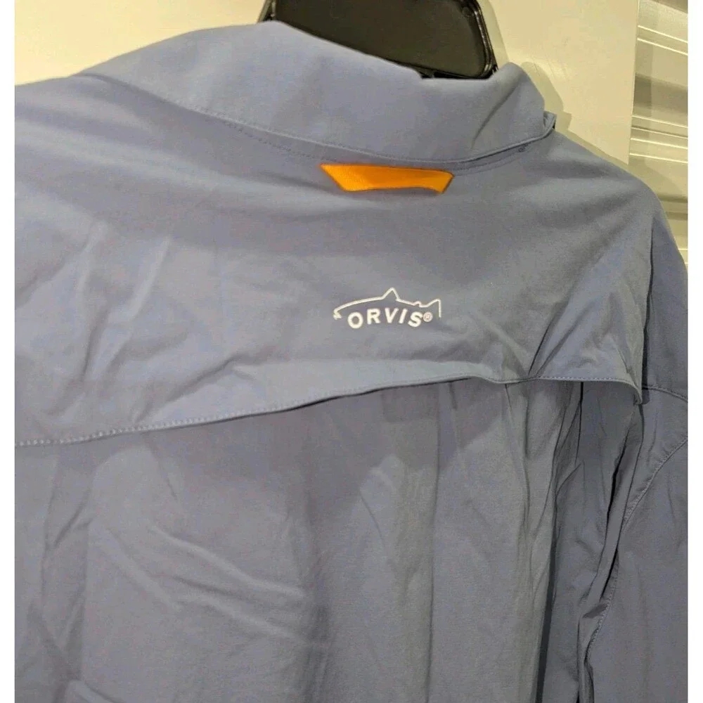 Orvis Men's Size XL Blue Vented Nylon Fishing Long Sleeve Button Front Shirt‎